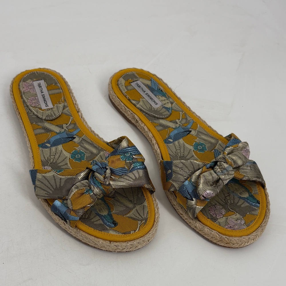Tabitha Simmons Heli Tropical Print Jacquard Espadrille Slide Sandal - Size 37